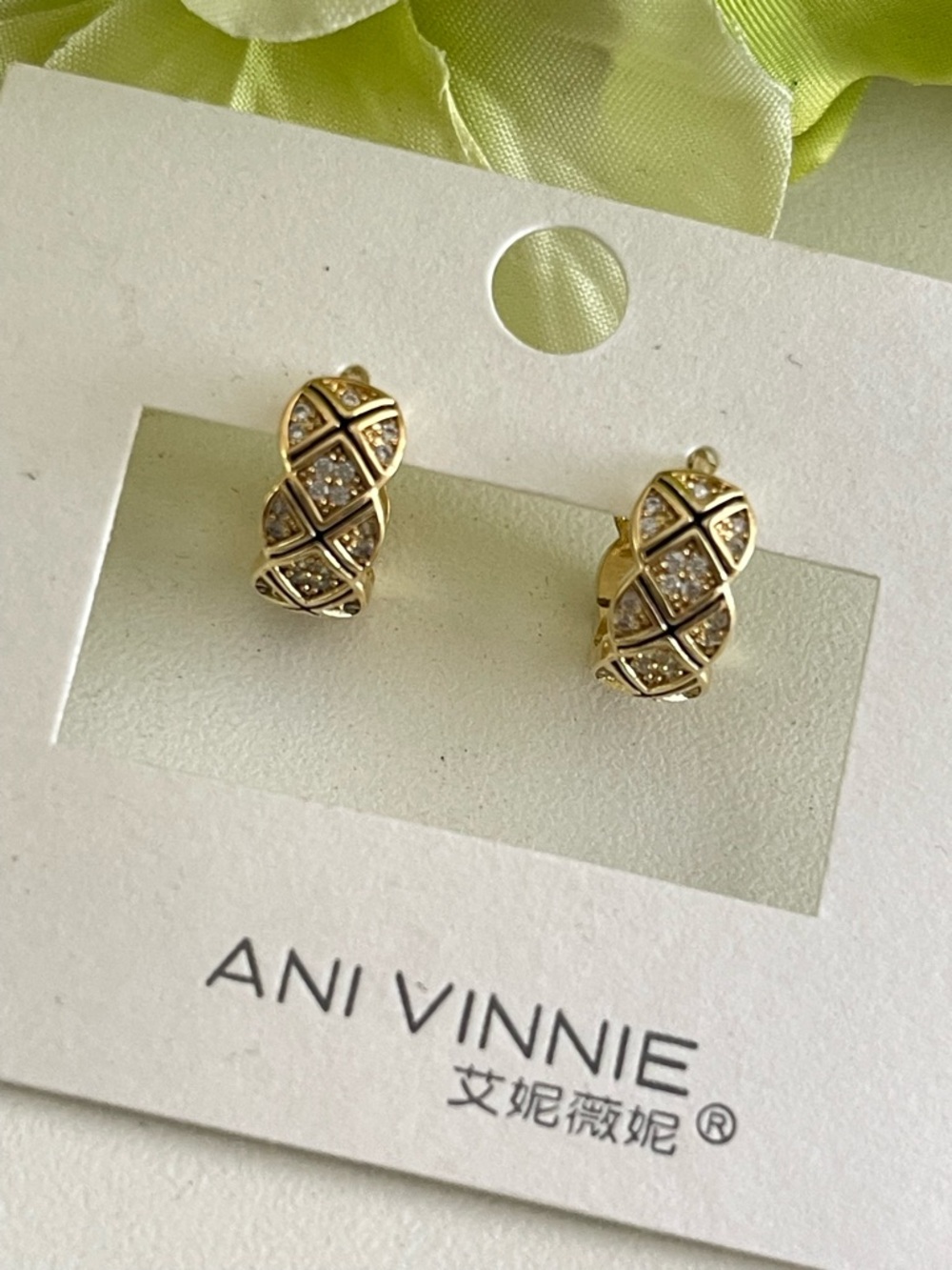 Gold Crystal Huggie Earrings